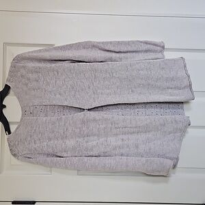 Gray sweater with split back detail